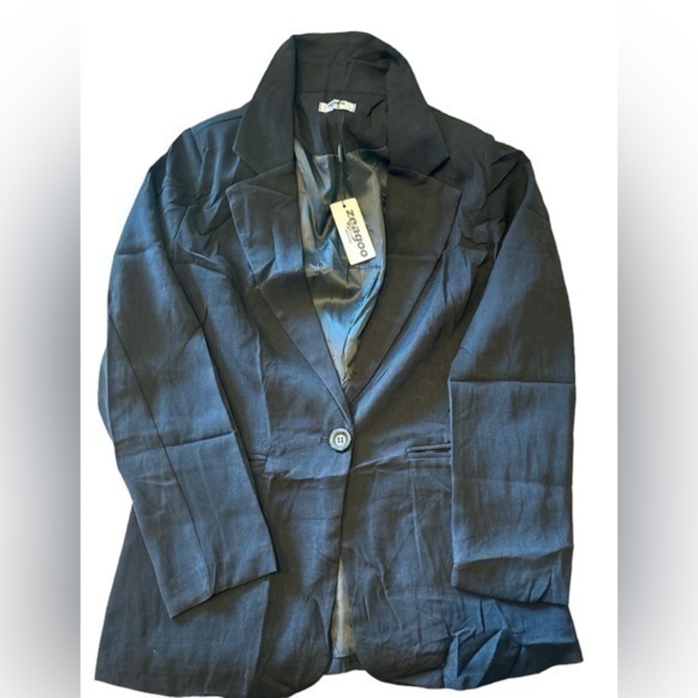 Zeagoo Womens Blazer casual/business 2 front pockets one button closure - Small